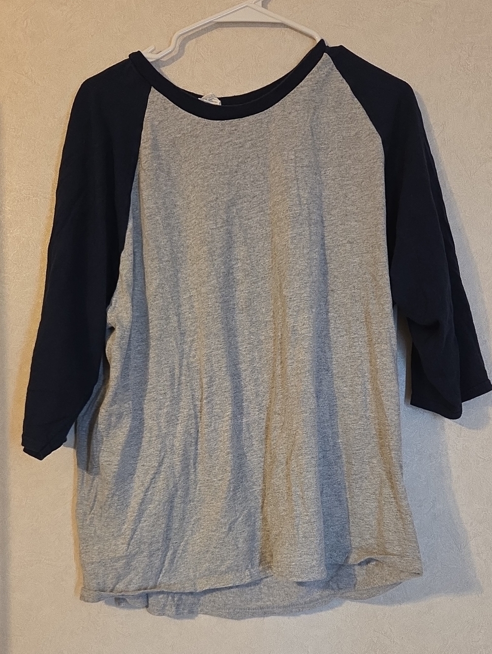 Gildan Grey Body with Navy Trim Raglan Tee